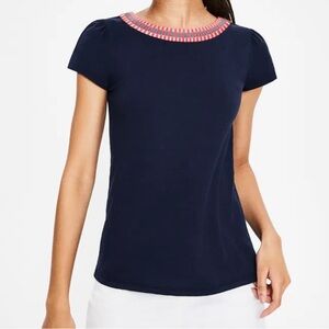 Boden Navy and Pink Short Sleeve Tee